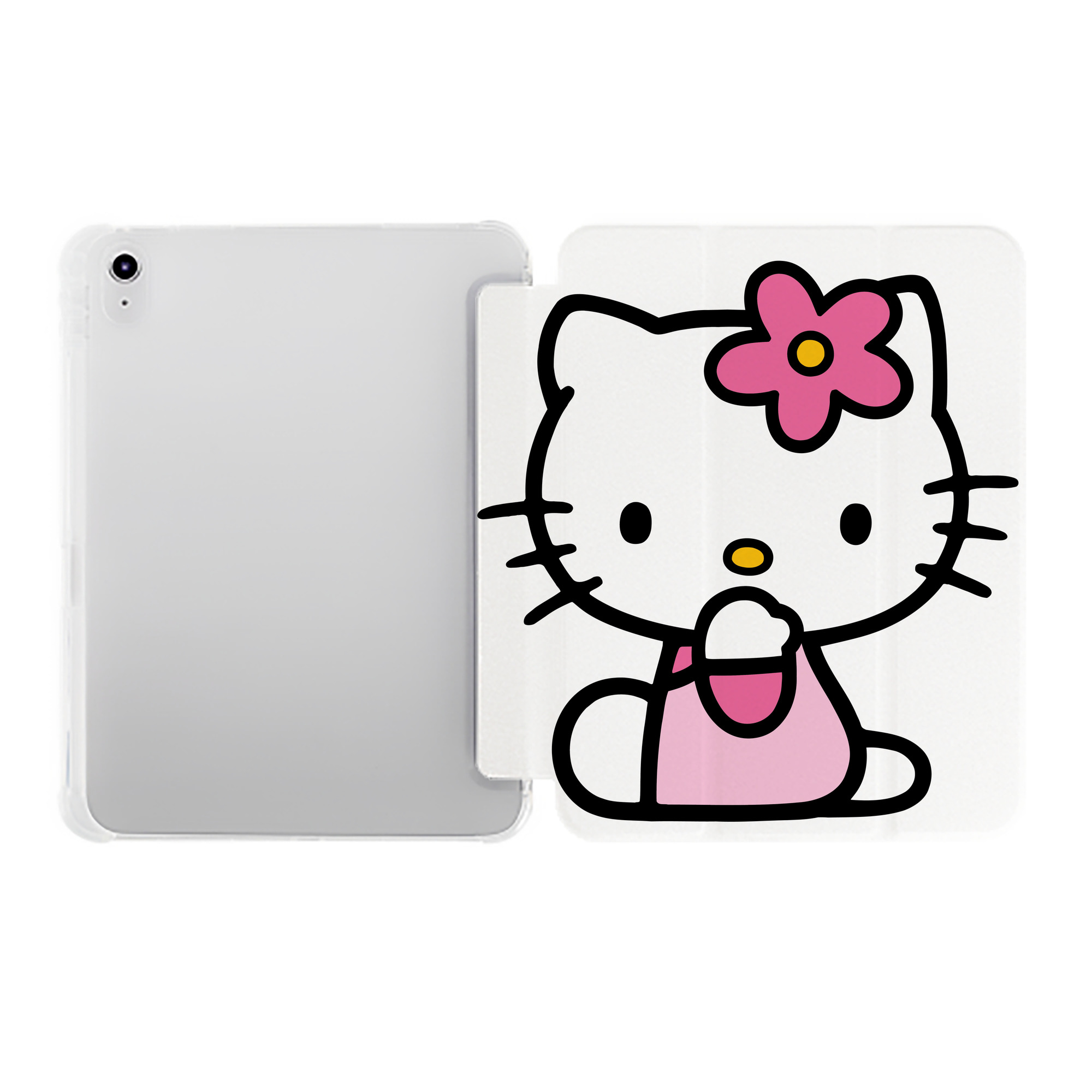 （画像用） Hello Kitty ハローキティ IPad ケース ペン収納付き 三つ折りスタンド PUレザー×シリコン 対応機種9.5/10.5/10.9インチ